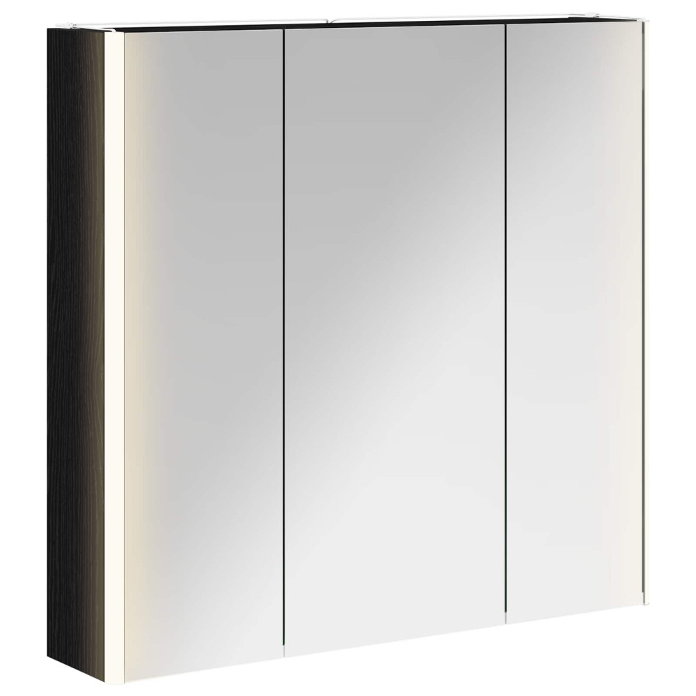 Produktbild för Badrumsspegelskåp Svart Ek 73.5 x 15.5 x 70 cm Konstruerat trä