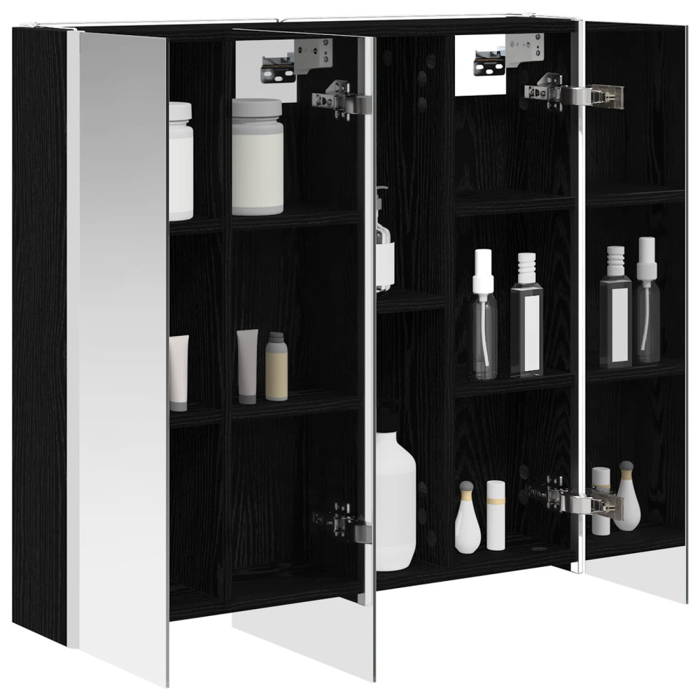 Produktbild för Badrumsspegelskåp Svart Ek 73.5 x 15.5 x 70 cm Konstruerat trä