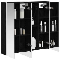 Produktbild för Badrumsspegelskåp Svart Ek 73.5 x 15.5 x 70 cm Konstruerat trä