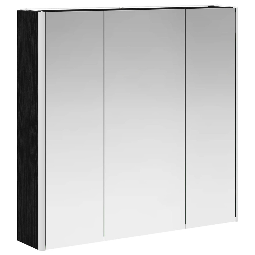 Produktbild för Badrumsspegelskåp Svart Ek 73.5 x 15.5 x 70 cm Konstruerat trä