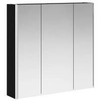 Produktbild för Badrumsspegelskåp Svart Ek 73.5 x 15.5 x 70 cm Konstruerat trä