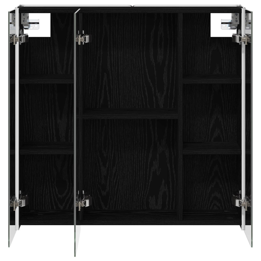 Produktbild för Badrumsspegelskåp Svart Ek 73.5 x 15.5 x 70 cm Konstruerat trä