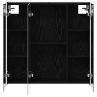 Produktbild för Badrumsspegelskåp Svart Ek 73.5 x 15.5 x 70 cm Konstruerat trä