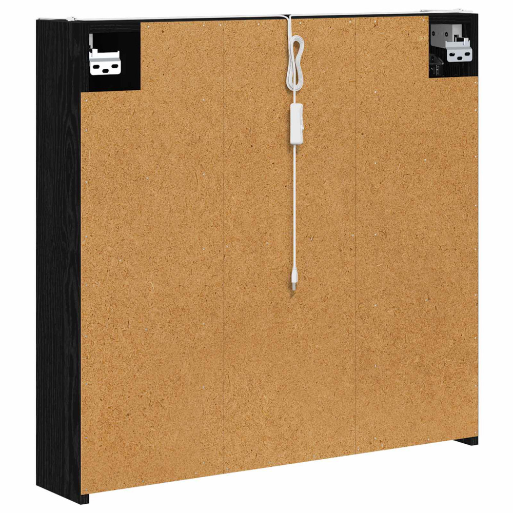 Produktbild för Badrumsspegelskåp Svart Ek 73.5 x 15.5 x 70 cm Konstruerat trä