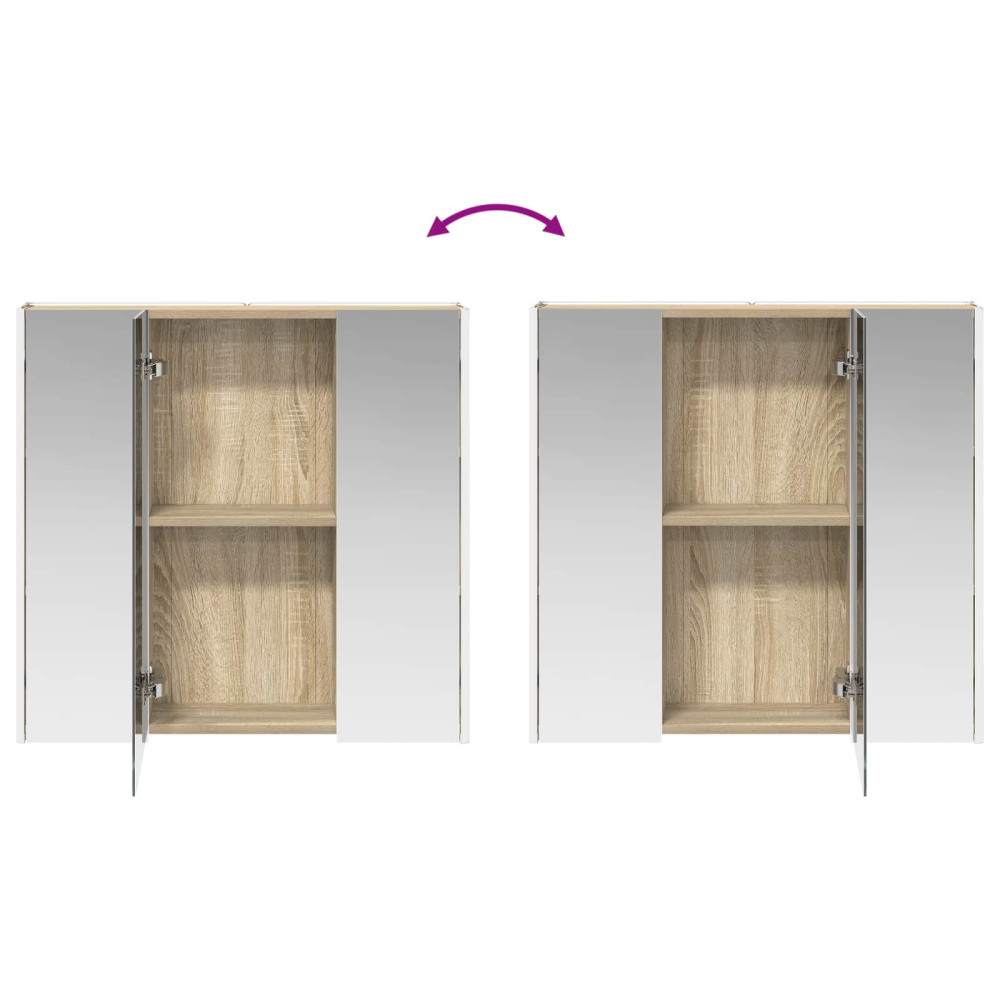 Produktbild för Badrumsspegelskåp Sonoma-ek 73.5 x 15.5 x 70 cm Konstruerat trä