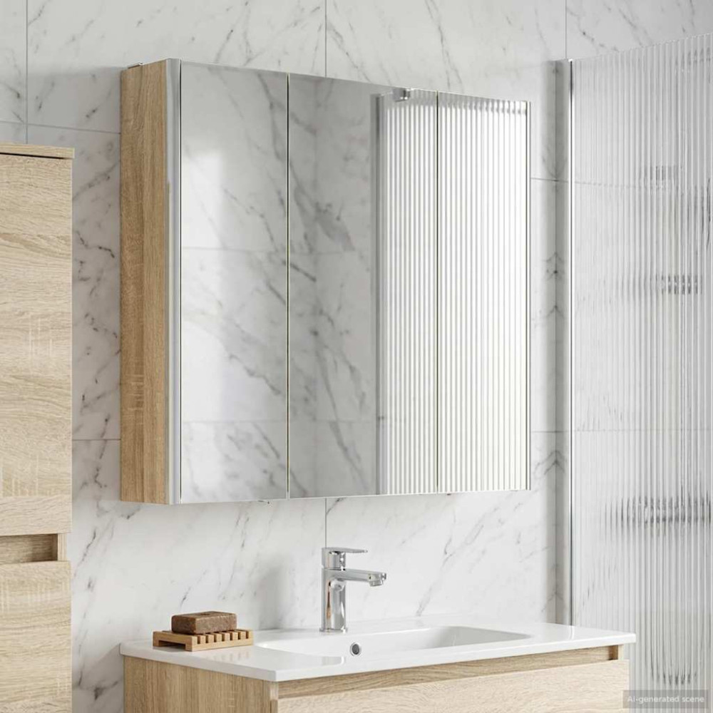 Produktbild för Badrumsspegelskåp Sonoma-ek 73.5 x 15.5 x 70 cm Konstruerat trä
