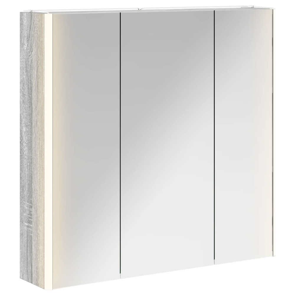 Produktbild för Badrumsspegelskåp med hylla Grå Sonoma 73.5 x 15.5 x 70 cm