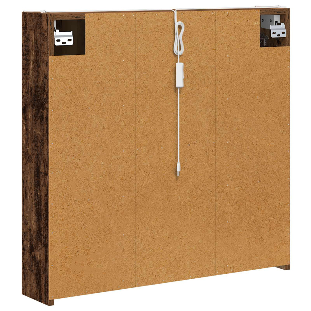 Produktbild för Badrumsspegelskåp med hylla Gammalt trä 73.5 x 15.5 x 70 cm