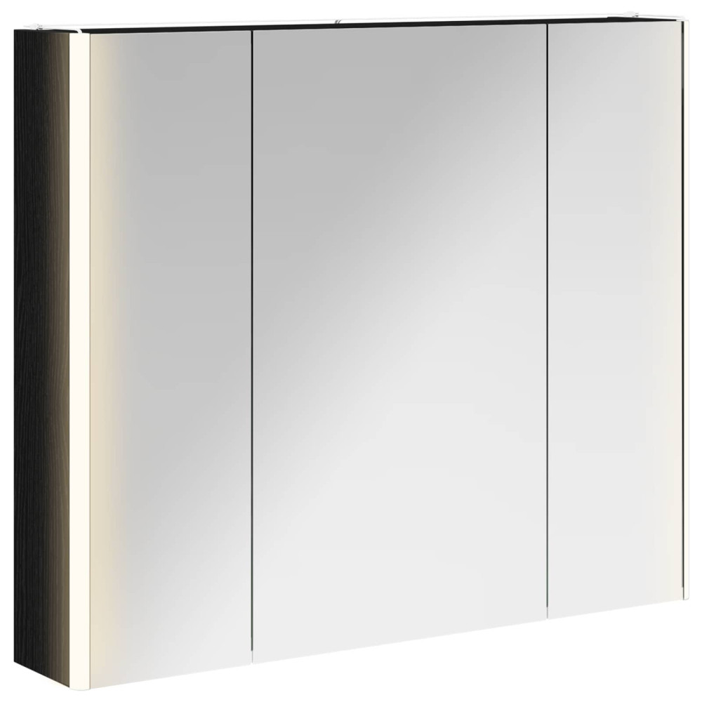 Produktbild för Badrumsspegelskåp Svart Ek 83,5 x 15,5 x 70 cm Konstruerat trä