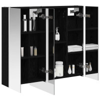 Produktbild för Badrumsspegelskåp Svart Ek 83,5 x 15,5 x 70 cm Konstruerat trä