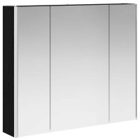 Produktbild för Badrumsspegelskåp Svart Ek 83,5 x 15,5 x 70 cm Konstruerat trä