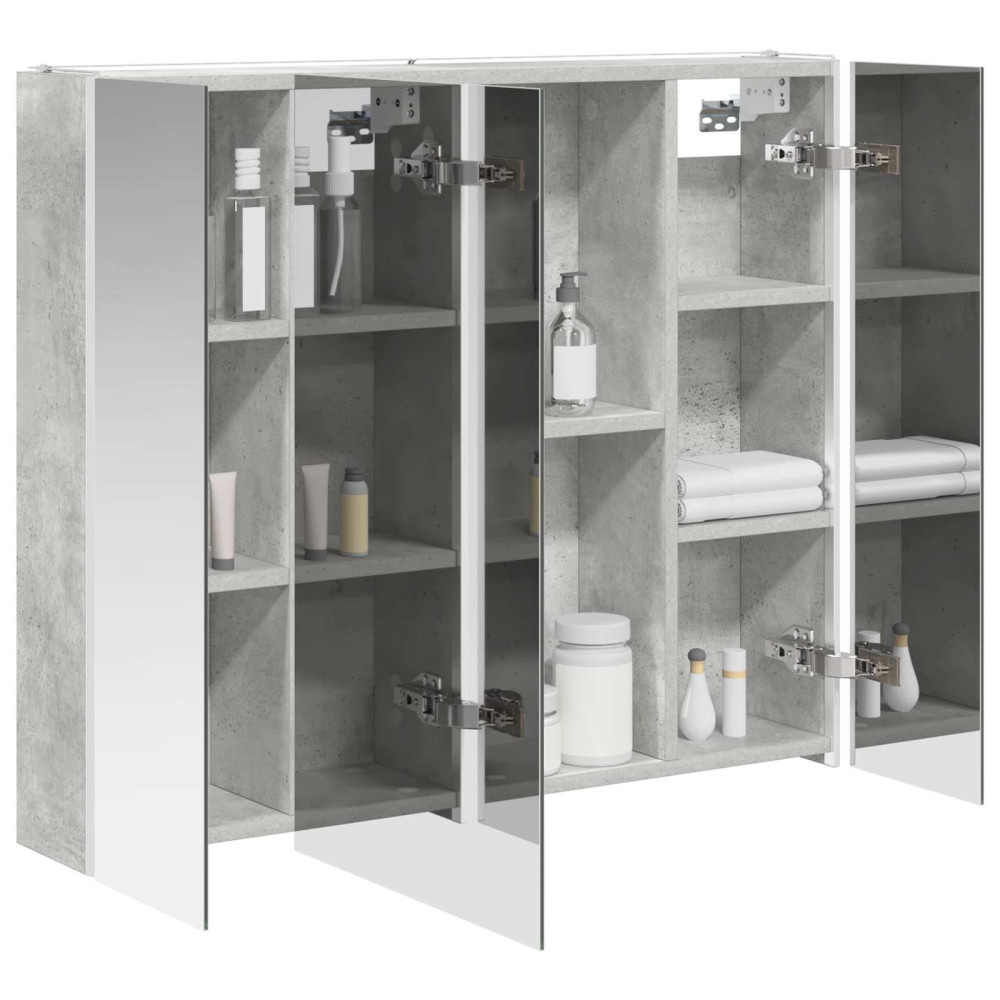Produktbild för Badrumsspegelskåp Betonggrå 83,5 x 15,5 x 70 cm Konstruerat trä
