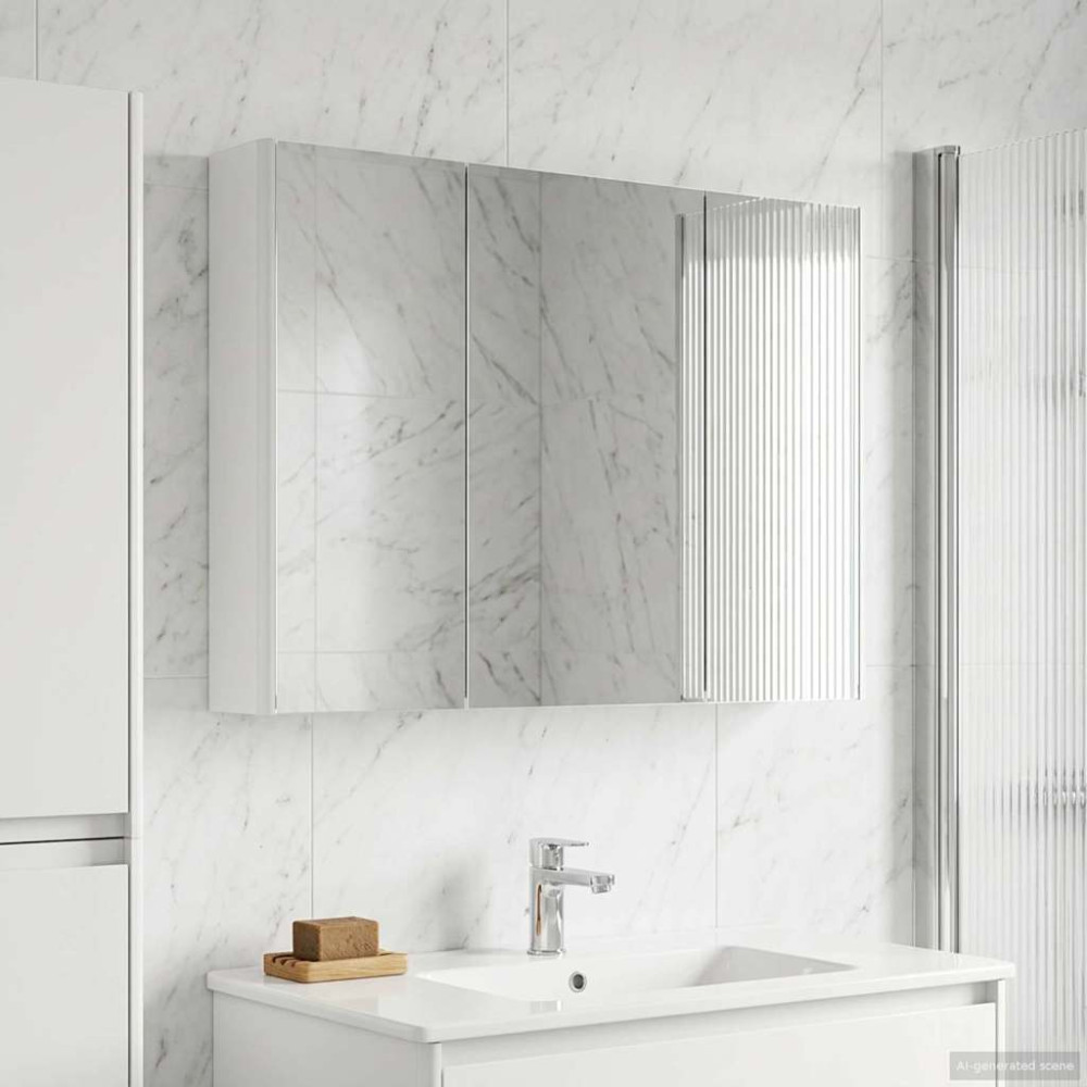 Produktbild för Badrumsspegelskåp för Vit 103,5 x 15,5 x 70 cm Konstruerat trä