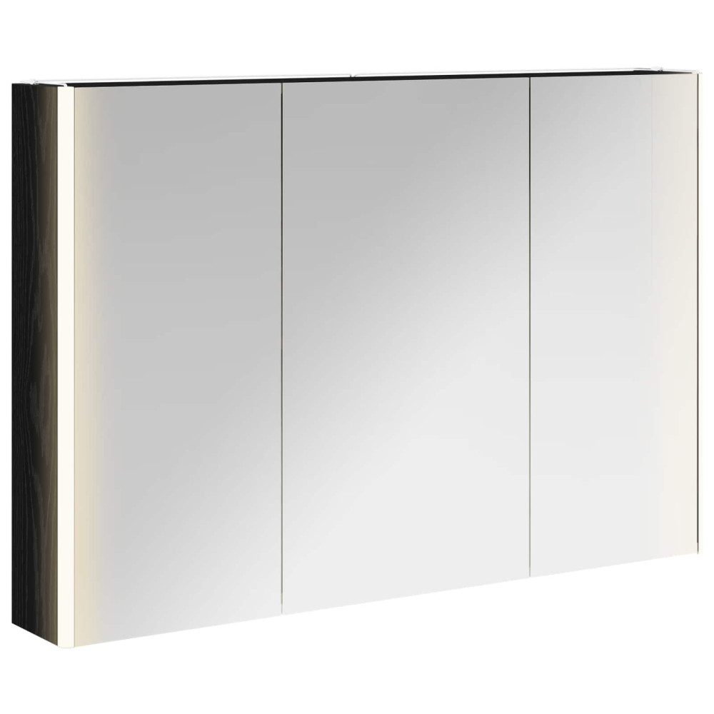 Produktbild för Badrumsspegelskåp Svart Ek 103,5 x 15,5 x 70 cm Konstruerat trä