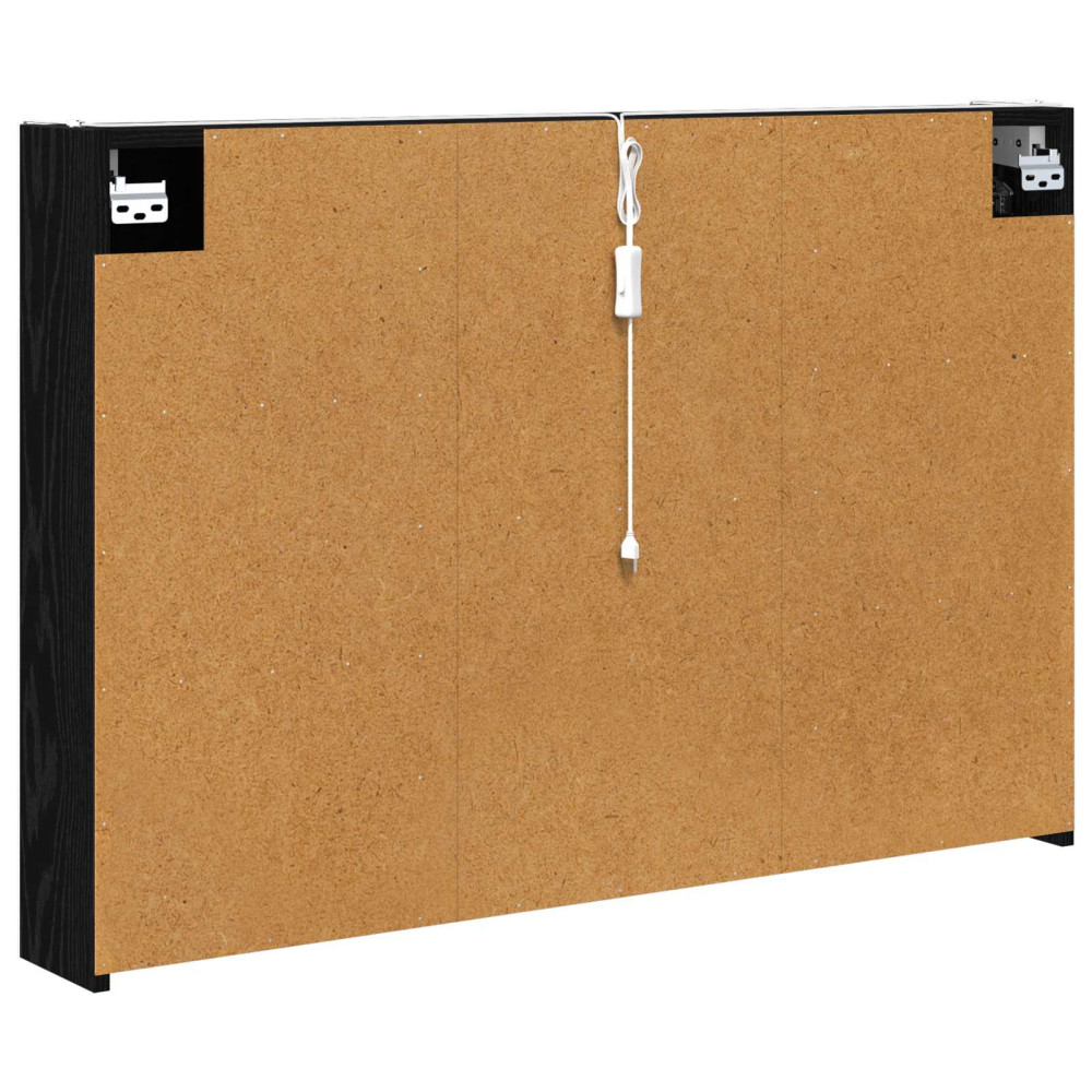 Produktbild för Badrumsspegelskåp Svart Ek 103,5 x 15,5 x 70 cm Konstruerat trä
