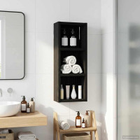 Produktbild för Badrumsväggskåp Svart Ek 20 x 10 x 50 cm Konstruerat trä