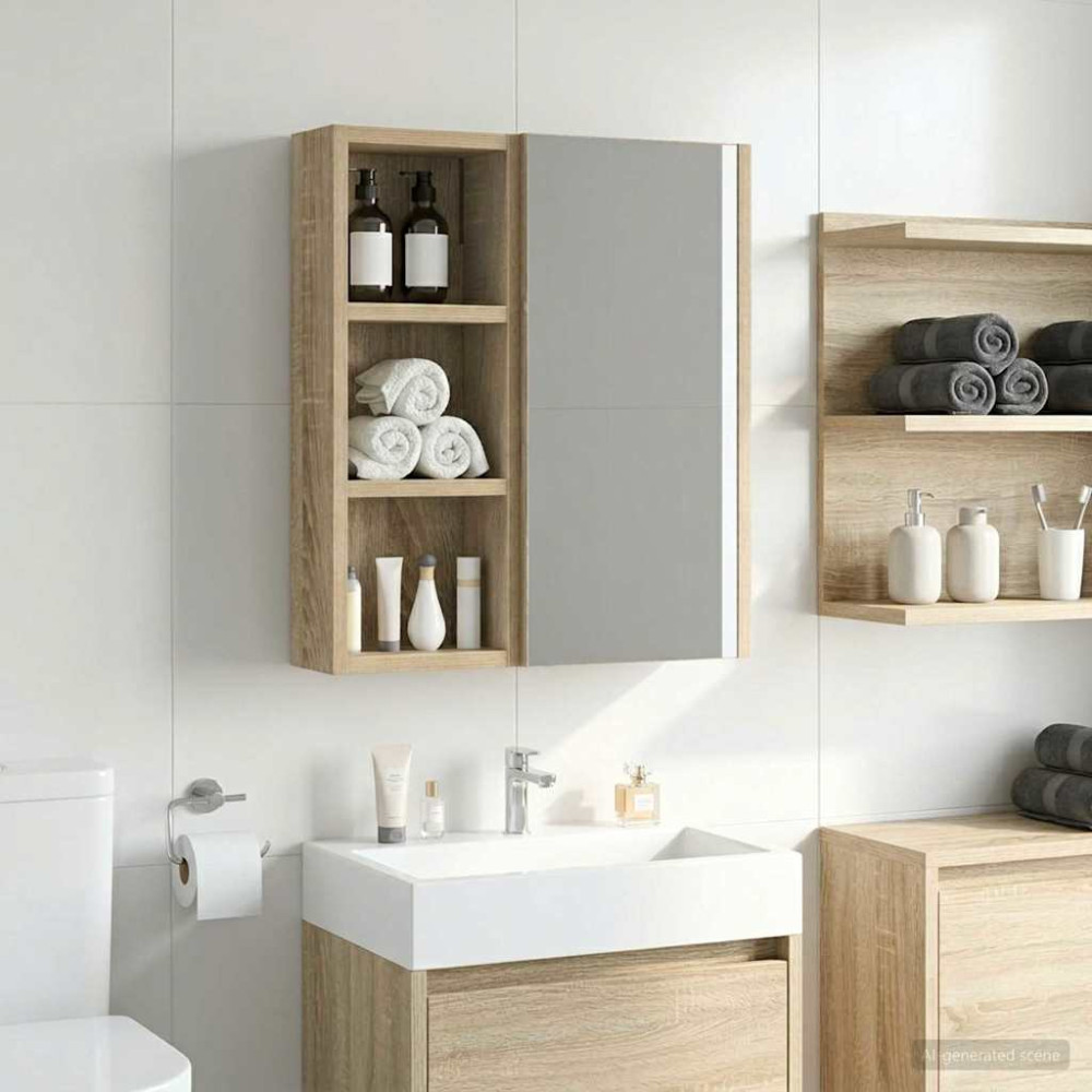 Produktbild för Badrumsväggskåp Sonoma-ek 20 x 10 x 50 cm Konstruerat trä