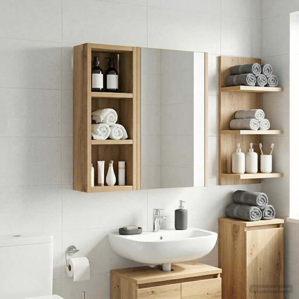 Produktbild för Badrumsväggskåp Artisan Ek 20 x 10 x 50 cm Konstruerat trä