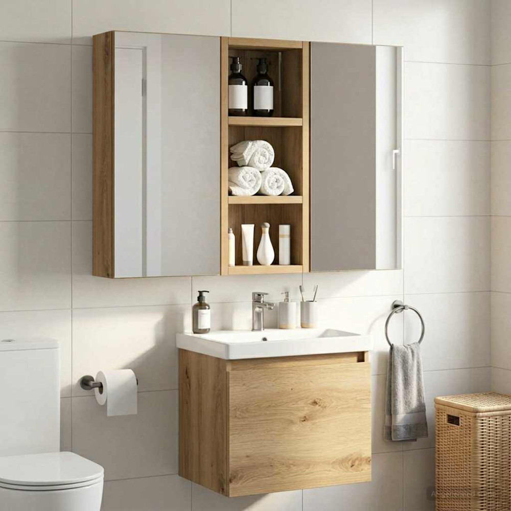 Produktbild för Badrumsväggskåp Artisan Ek 20 x 10 x 50 cm Konstruerat trä