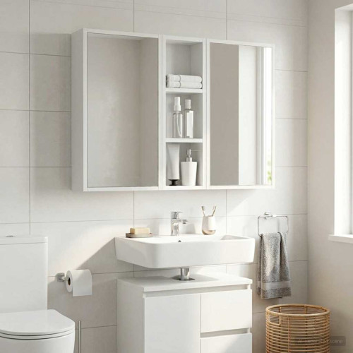 vidaXL Badrumsväggskåp med hylla Vit 20 x 10 x 60,5 cm Konstruerat trä