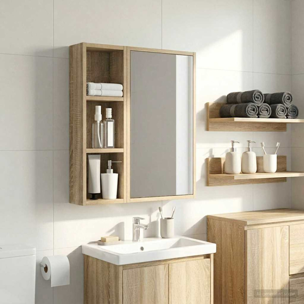 Produktbild för Badrumsväggskåp Sonoma-ek 20 x 10 x 60,5 cm Konstruerat trä