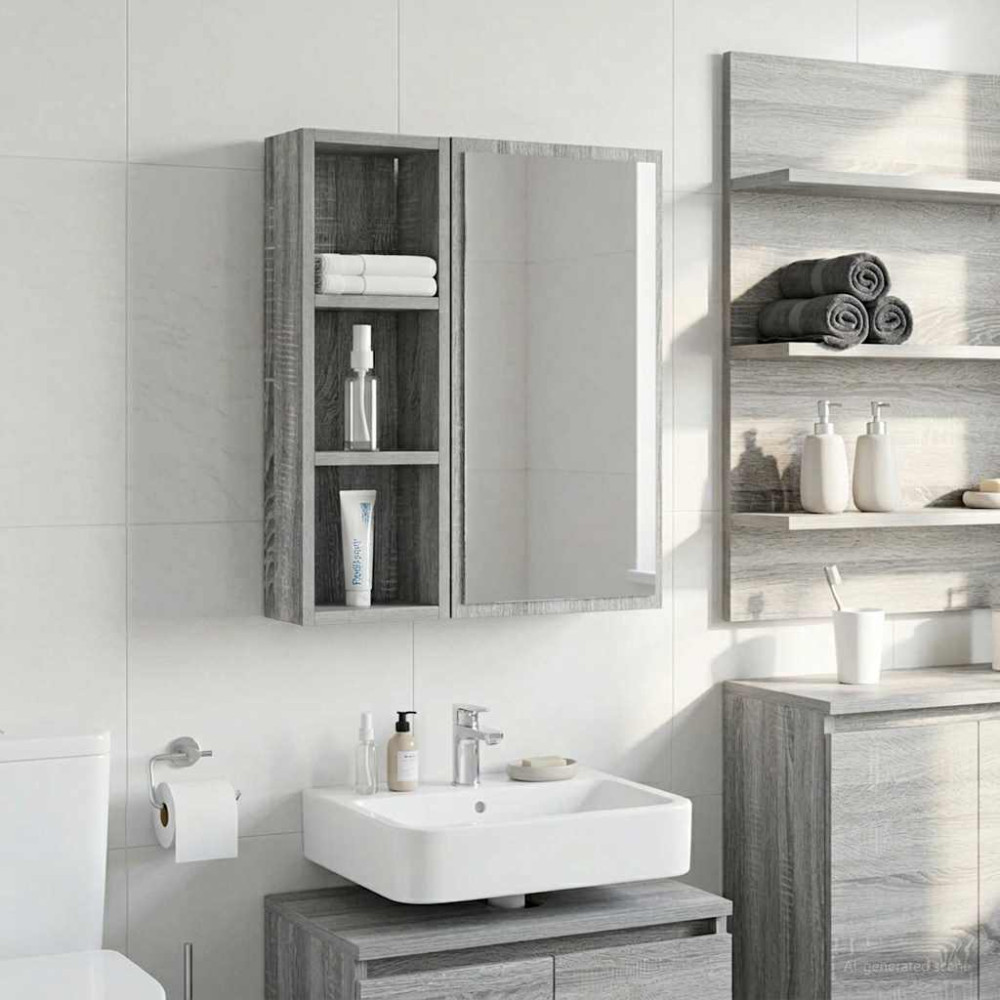 Produktbild för Badrumsväggskåp Grå Sonoma 20 x 10 x 60,5 cm Konstruerat trä