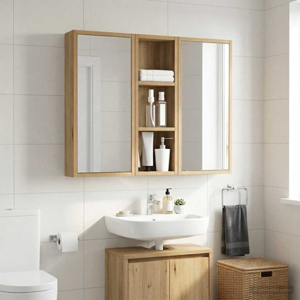 Produktbild för Badrumsväggskåp Artisan Ek 20 x 10 x 60,5 cm Konstruerat trä