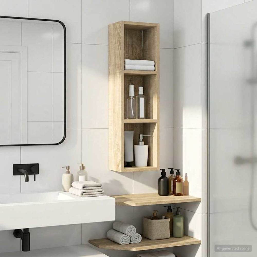 Produktbild för Badrumsväggskåp Sonoma-ek 20 x 14 x 70 cm Konstruerat trä
