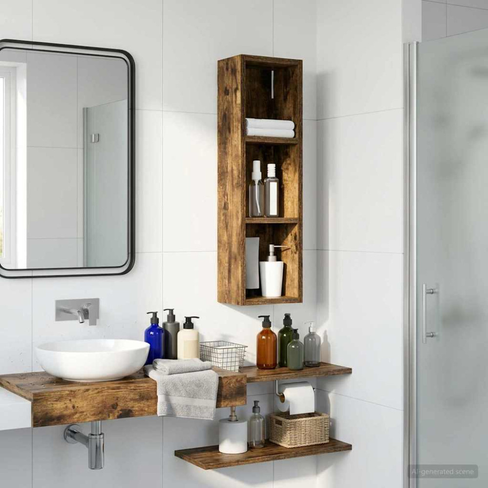 Produktbild för Badrumsväggskåp Rökt Ek 20 x 14 x 70 cm Konstruerat trä