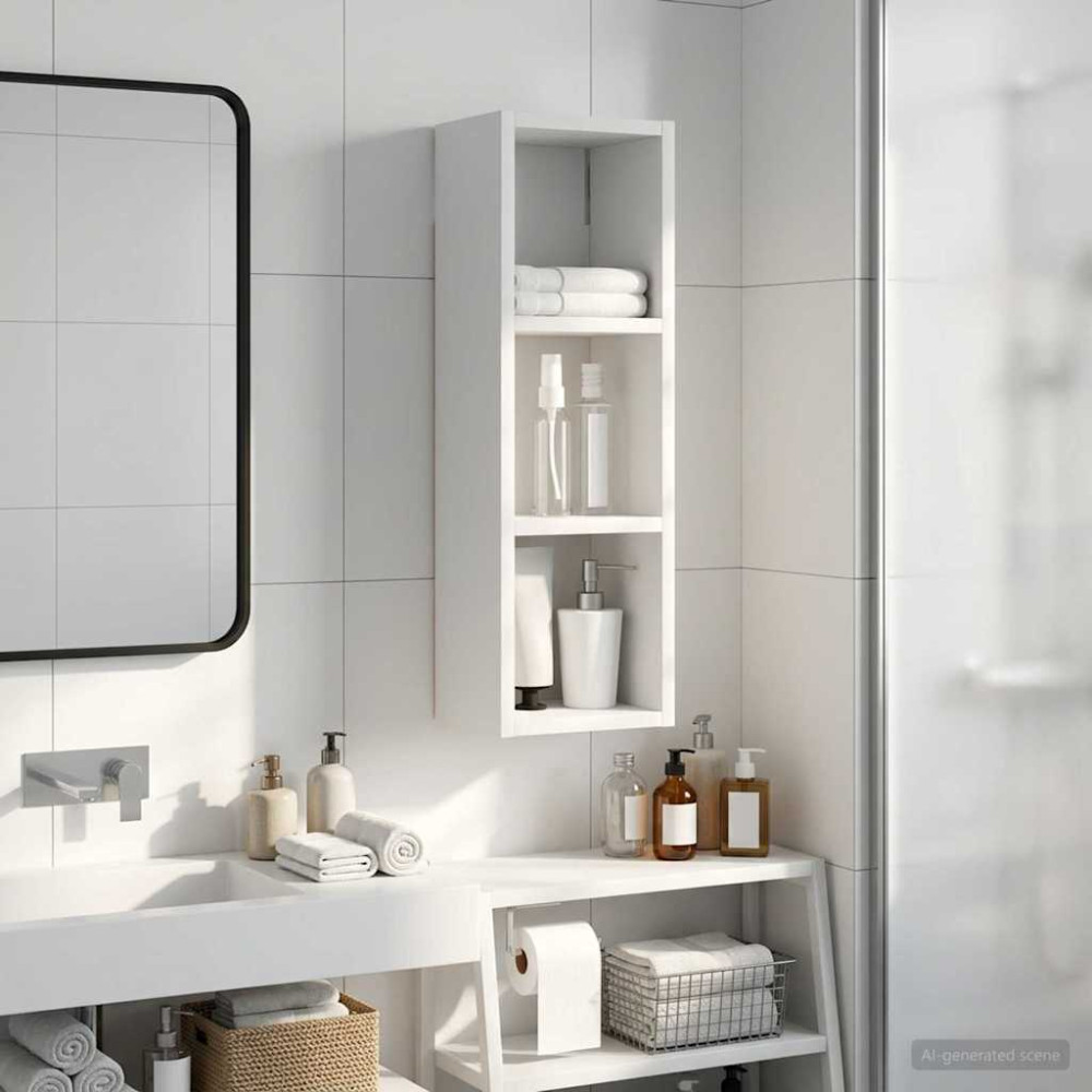 Produktbild för Badrumsväggskåp med hylla Vit 20 x 16 x 62,5 cm Konstruerat trä