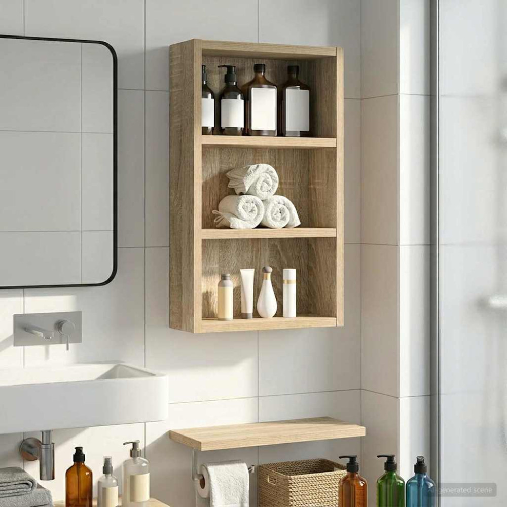 Produktbild för Badrumsväggskåp Sonoma-ek 30 x 10 x 50 cm Konstruerat trä