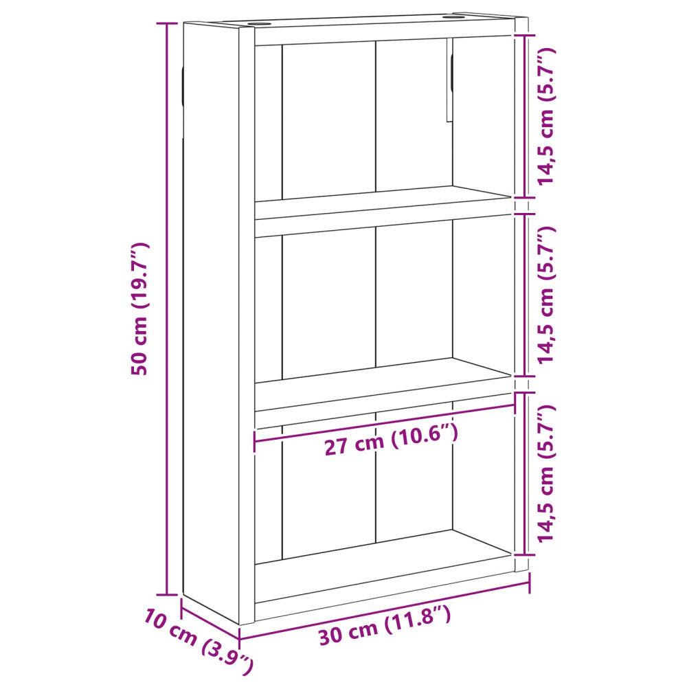 Produktbild för Badrumsväggskåp BetongGrå 30 x 10 x 50 cm Konstruerat trä