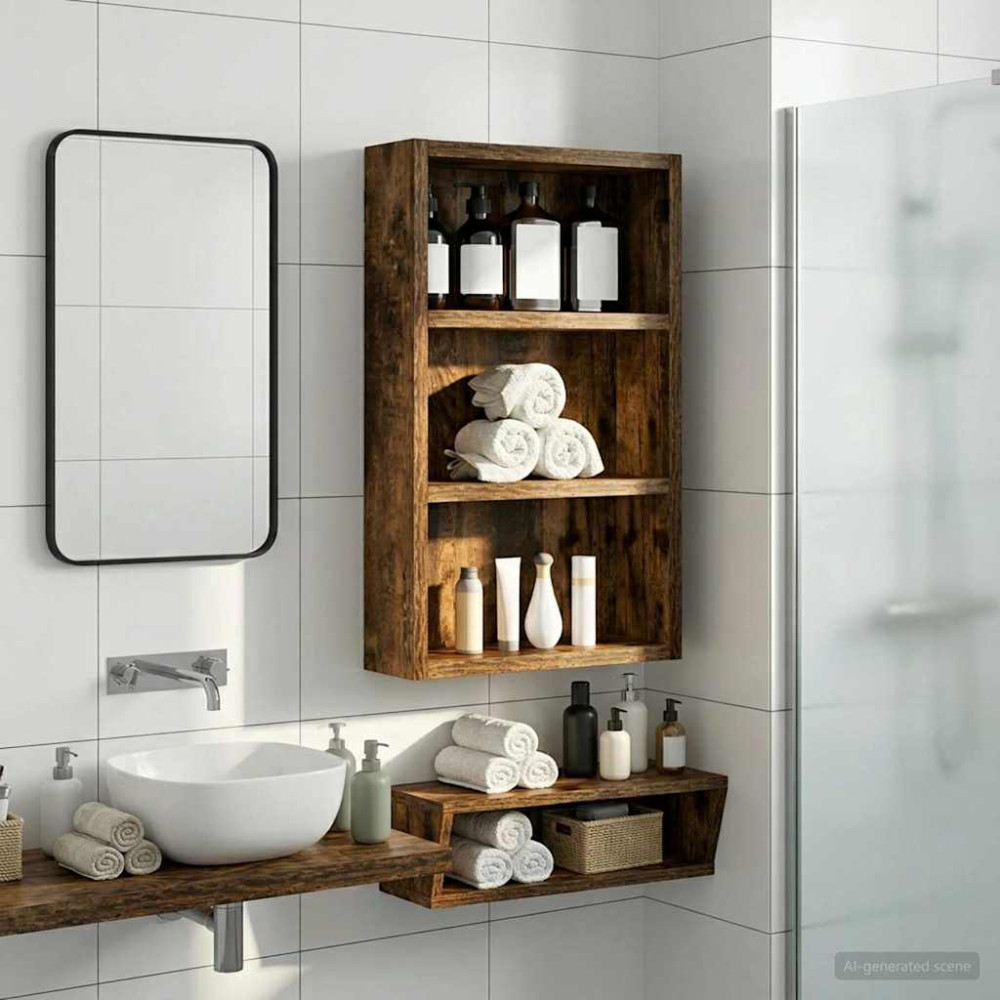 Produktbild för Badrumsväggskåp Rökt Ek 30 x 10 x 50 cm Konstruerat trä