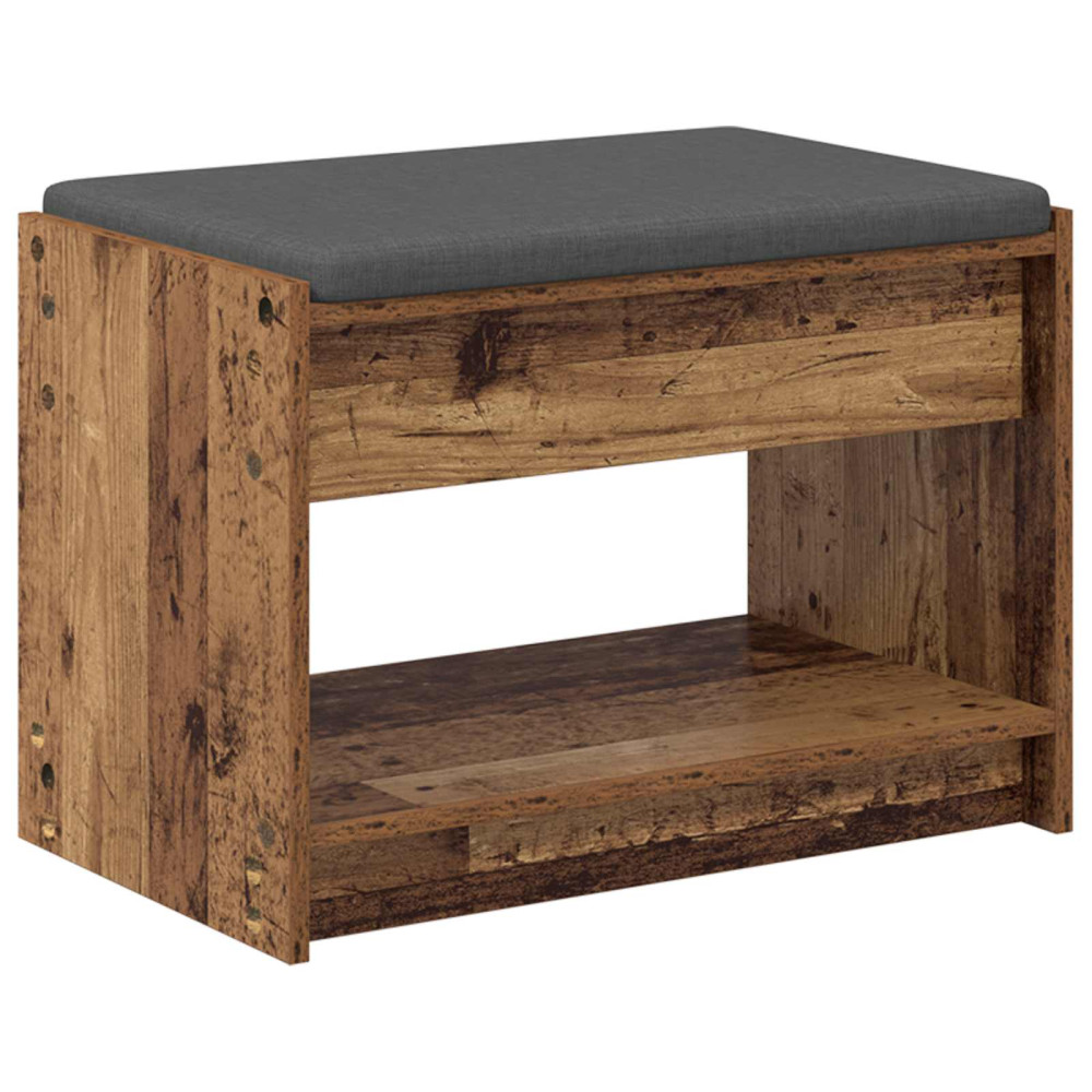Produktbild för Hallbänk Gammalt trä 63 x 38 x 45 cm Konstruerat Trä och Tyg