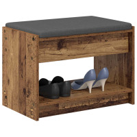 Produktbild för Hallbänk Gammalt trä 63 x 38 x 45 cm Konstruerat Trä och Tyg