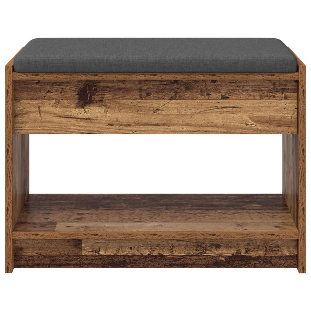 Produktbild för Hallbänk Gammalt trä 63 x 38 x 45 cm Konstruerat Trä och Tyg