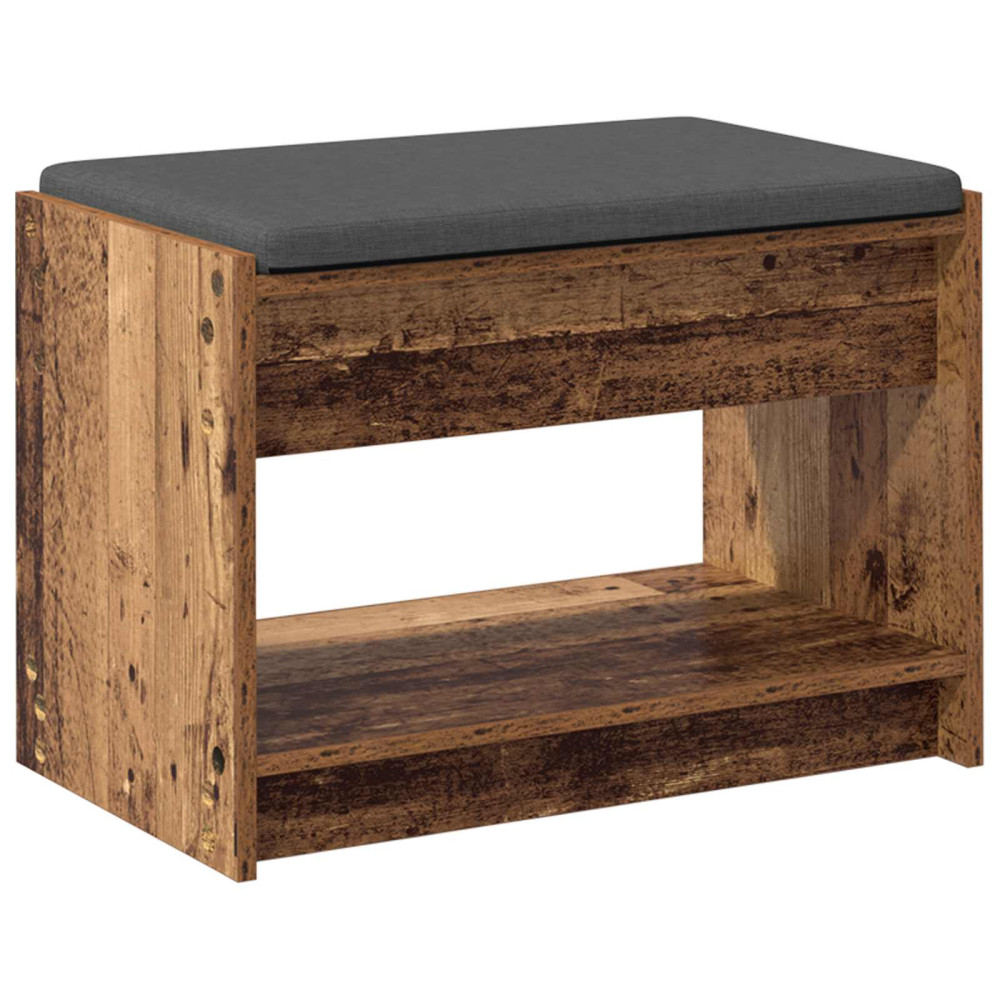 Produktbild för Hallbänk Gammalt trä 63 x 38 x 45 cm Konstruerat Trä och Tyg