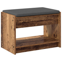 Produktbild för Hallbänk Gammalt trä 63 x 38 x 45 cm Konstruerat Trä och Tyg