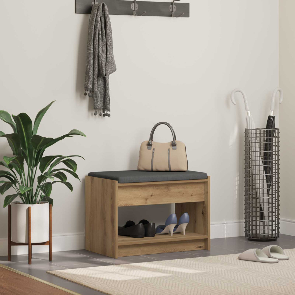 Produktbild för Hallbänk Artisan Ek 63 x 38 x 45 cm Konstruerat Trä och Tyg