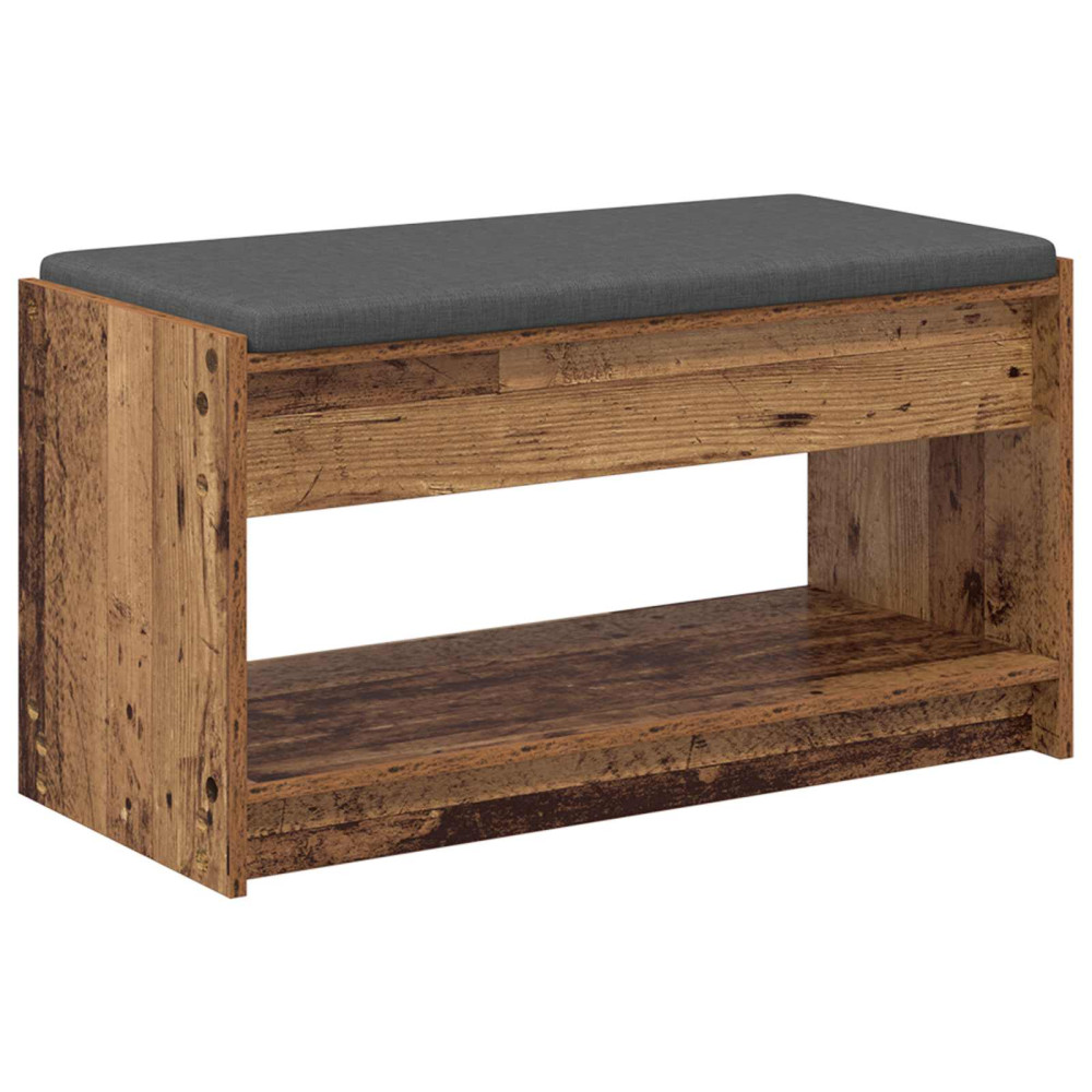 Produktbild för Hallbänk Gammalt trä 83 x 38 x 45 cm Konstruerat Trä och Tyg