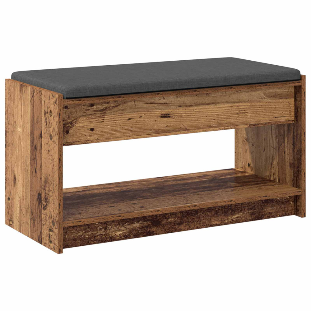 Produktbild för Hallbänk Gammalt trä 83 x 38 x 45 cm Konstruerat Trä och Tyg