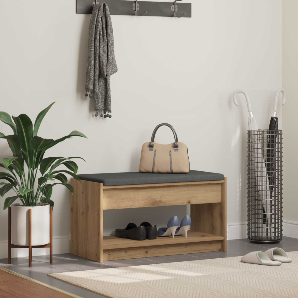 Produktbild för Hallbänk Artisan Ek 83 x 38 x 45 cm Konstruerat Trä och Tyg