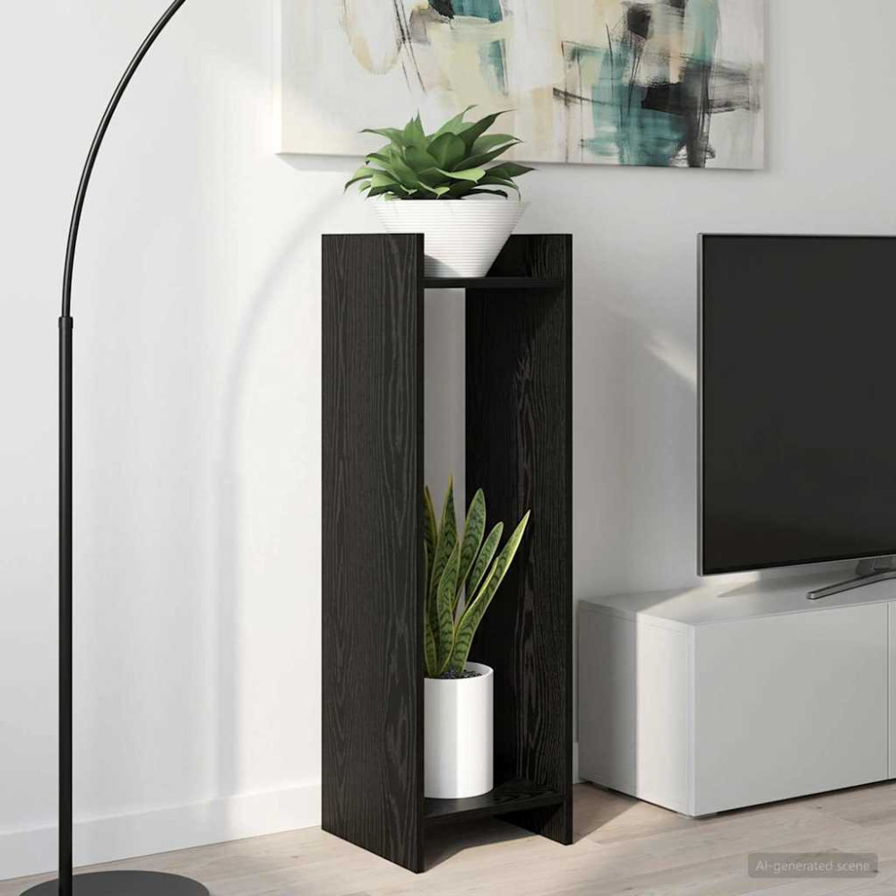 Produktbild för Växtställ Svart Ek 30 x 30 x 100 cm Konstruerat trä