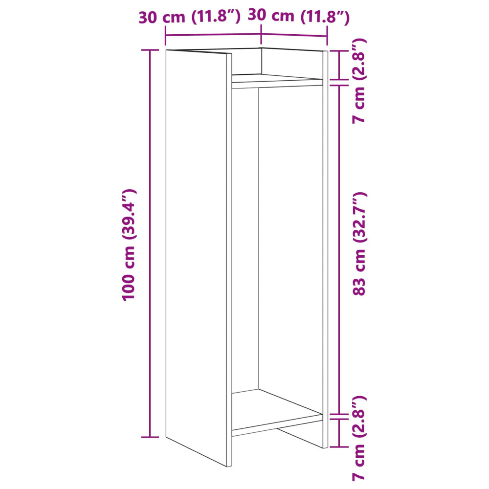 Produktbild för Växtställ Svart Ek 30 x 30 x 100 cm Konstruerat trä