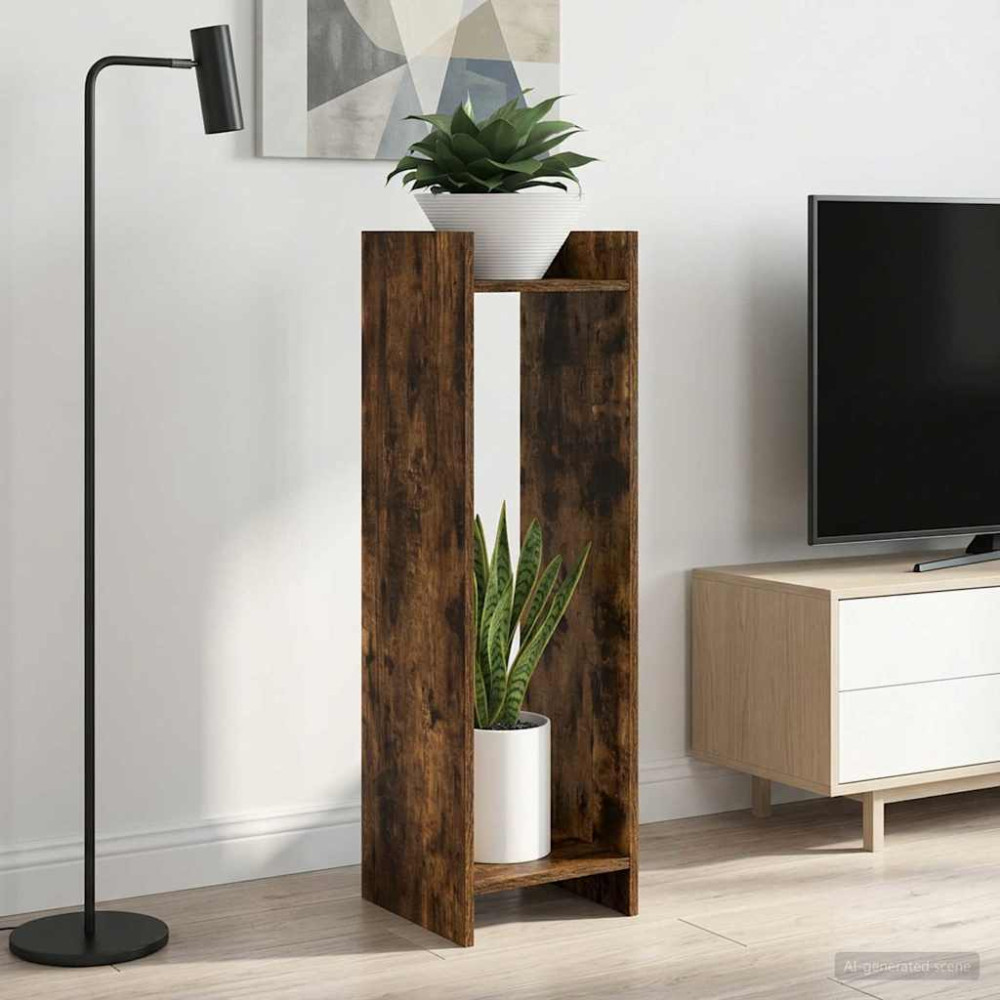 Produktbild för Växtställ 2 st Rökt Ek 30 x 30 x 100 cm Konstruerat trä