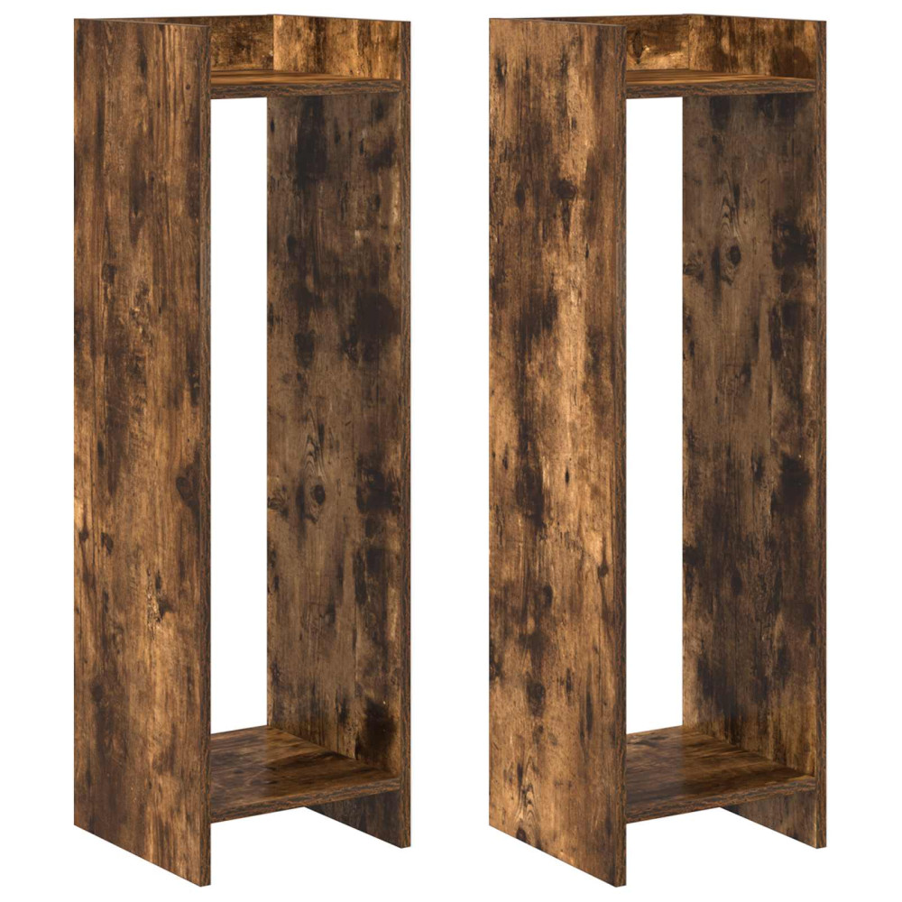 Produktbild för Växtställ 2 st Rökt Ek 30 x 30 x 100 cm Konstruerat trä