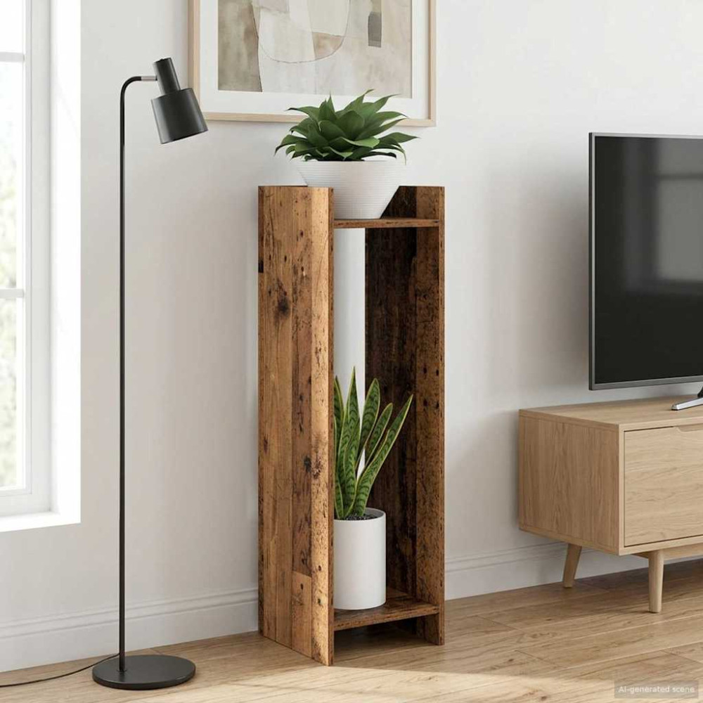 Produktbild för Växtställ Gammalt trä 30 x 30 x 100 cm Konstruerat trä