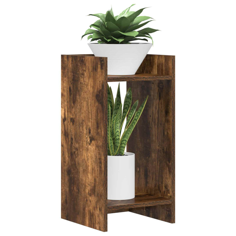 Produktbild för Växtställ 2 st Rökt Ek 30 x 30 x 60 cm Konstruerat trä