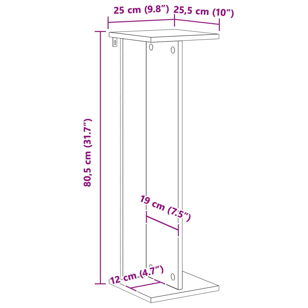 Produktbild för Växtställ Rökt Ek 25 x 25,5 x 80,5 cm Konstruerat trä