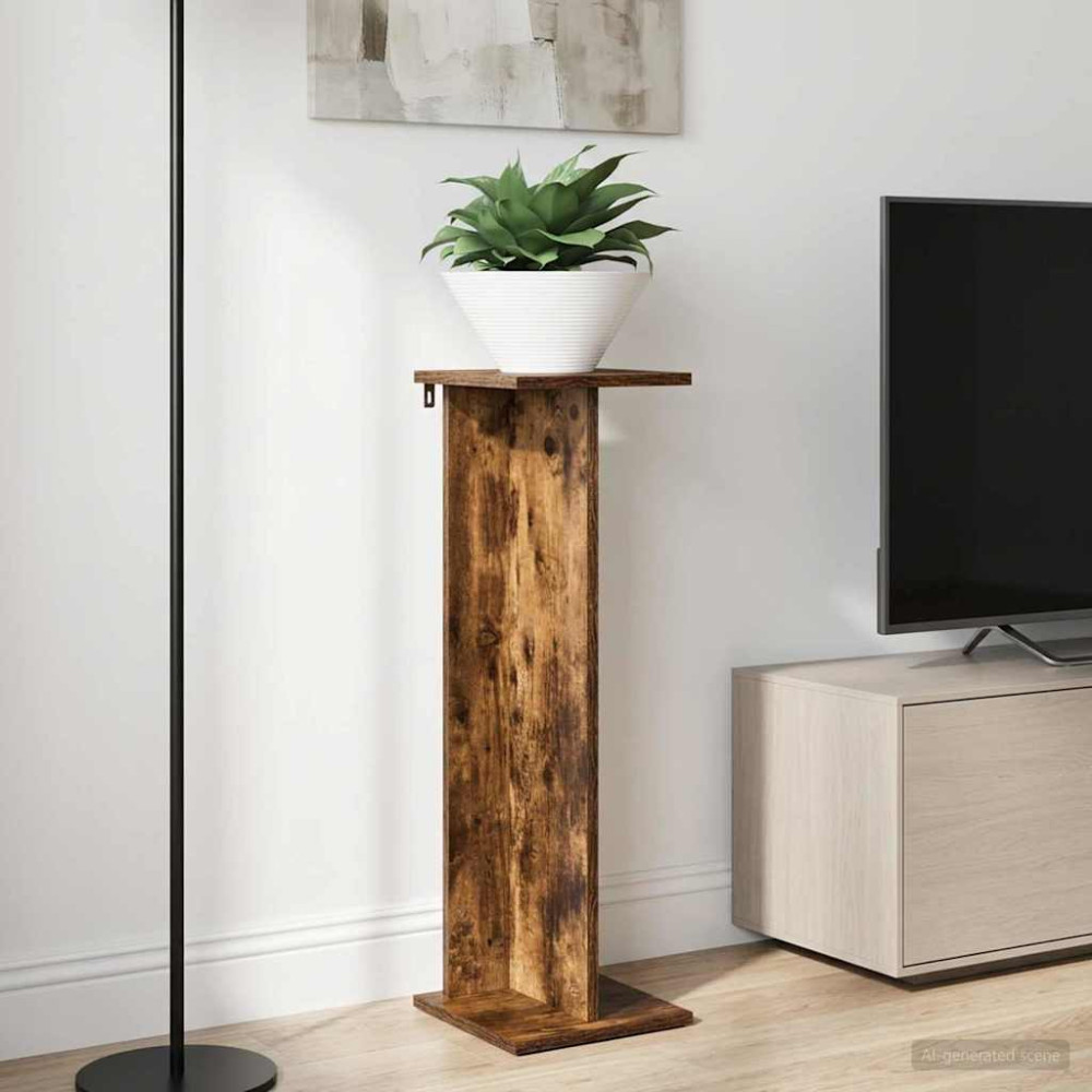 Produktbild för Växtställ 2 st Rökt Ek 25 x 25,5 x 80,5 cm Konstruerat trä